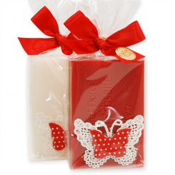 Sheep milk soap 150g, decorated with a butterfly in a cellophane, Classic/rose 