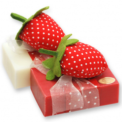Sheep milk soap 150g, decorated with a strawberry, Classic/pomegranate 