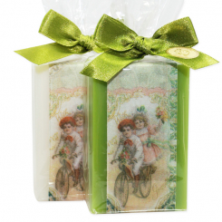 Sheep milk soap 150g, decorated with a ribbon in a cellophane, Classic/apple 