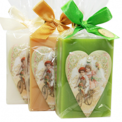 Sheep milk soap 150g, decorated with a heart in a cellophane, sorted 
