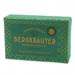 Schafmilchseife eckig 150g, "Handmade Paper" Bergkräuter 