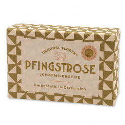 Schafmilchseife eckig 150g, "Handmade Paper" Pfingstrose 