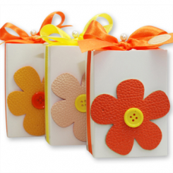 Sheep milk soap 150g, in a bow-drawer, decorated with a flower, sorted 