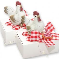 Sheep milk soap 150g in a box, decorated with a rooster, Classic /pomegranate 