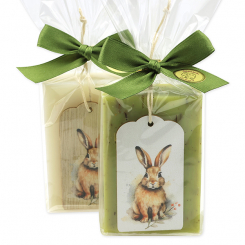 Sheep milk soap 150g decorated with a rabbit in a cellophane, Classic/Verbena 