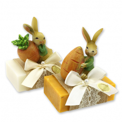 Sheep milk soap 150g decorated with a rabbit, Classic/marigold 
