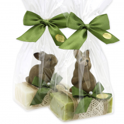 Sheep milk soap 150g decorated with a rabbit in a cellophane, Classic/verbena 