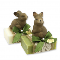 Sheep milk soap 150g decorated with a rabbit, Classic/verbena 