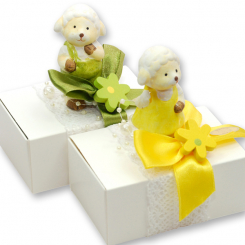 Sheep milk soap 150g in a box, decorated with a sheep, Grapefruit/verbena 