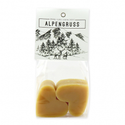 Sheep milk soap heart 4x23g in a cellophane "Alpengruß", Swiss pine 