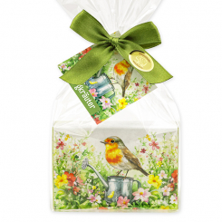 Schafmilchseife eckig 150g "Naturzauber Motiv 10" in Cello, Bergkräuter 