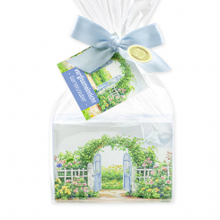 Schafmilchseife eckig 150g "Gartenzauber Motiv 1" in Cello, Vergissmeinnicht 