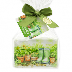 Schafmilchseife eckig 150g "Gartenzauber Motiv 8" in Cello, Gartenseife 