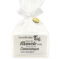 Schafmilchseife eckig 150g "Genieße den Tag..." in Cello, Edelweiß 