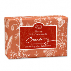 Sheepmilk soap 150g packed with florentine-sleeve, cranberry 