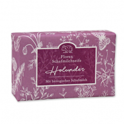 Sheep milk soap 150g packed with florentine-sleeve, Elderberry 