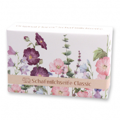 Schafmilchseife eckig 150g 'Blütenzart' mit Motiv 6, Classic 