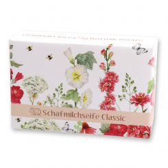 Schafmilchseife eckig 150g 'Blütenzart' mit Motiv 7, Classic 