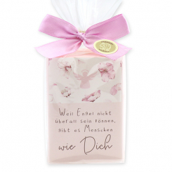 Schafmilchseife eckig 150g "Weil Engel nicht überall sein können...", Pfingstrose 
