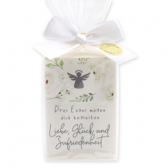 Sheep milk soap 150g "Drei Engel mögen dich begleiten...", Christmas rose white 