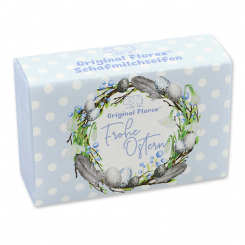 Sheep milk soap square 150g “Frohe Ostern”, Forget-me-not 