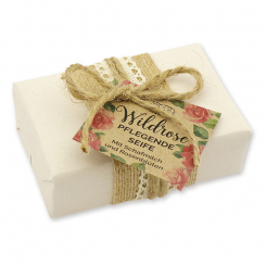 Sheep milk soap 150g present "feel-good time", Wild rose 