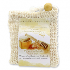 Solid hair shampoo with sheep milk 58g in a sisal wash bag, Honey 