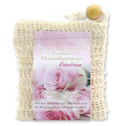 Solid hair shampoo with sheep milk 58g in a sisal wash bag, Dream of roses 