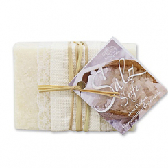 Cold-stirred soap without perfume salt 100g decorated with a ribbon 