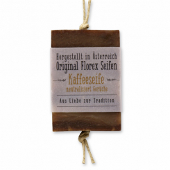 Cold-stirred soap 90g hanging, with transparent paper, Coffee 