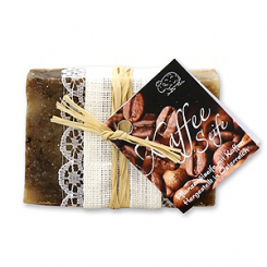 Cold-stirred plant soap 100g with a ribbon, Coffee 