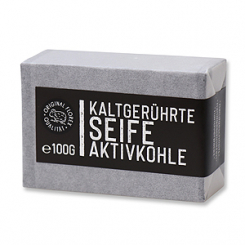 Cold-stirred soap 100g "Black Edition" white, Activated charcoal 