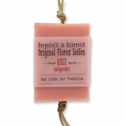 Cold-stirred soap 90g hanging, with transparent paper, Rose 