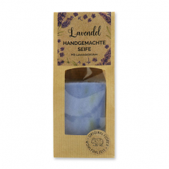 Kaltgerührte Seife ohne Schafmilch 100g im braunen Säckchen "Wohlfühlzeit", Lavendel 
