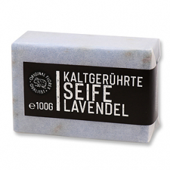 Cold-stirred soap 100g "Black Edition" white, Lavender 