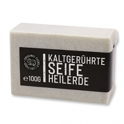 Kaltgerührte Seife 100g "Black Edition" weiß verpackt, Heilerde 