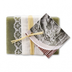 Cold-stirred plant soap 100g with a ribbon, Healing clay 