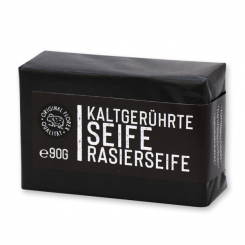 Kaltgerührte Seife 90g "Black Edition" schwarz verpackt, Rasierseife 