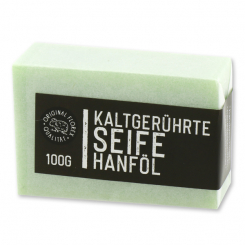 Kaltgerührte Seife 100g "Black Edition" weiß verpackt, Hanföl 