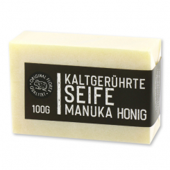 Kaltgerührte Seife 100g "Black Edition" weiß verpackt, Manuka Honig 