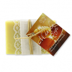Cold-stirred plant soap 100g with a ribbon, Manuka honey 