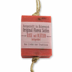 Cold-stirred soap 90g hanging, with transparent paper, Rose with petals 