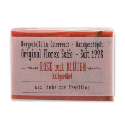 Cold-stirred soap 100g in Cello with transparent paper, Rose with petals 