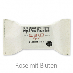 Kaltgerührte Seife 100g im genähten Papierbeutel, Rose mit Blüten 