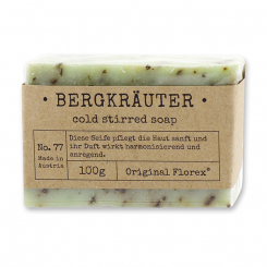 Cold-stirred soap 100g packed in cello "Pure Soaps", Mountain herbs 