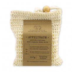 Cold-stirred sheep milk soap 150g "pure soaps" packed in a soap holder, Apple-raisin 