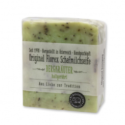 Cold-stirred sheepmilk soap 150g in cello wrapped with transparent paper, Herbs 