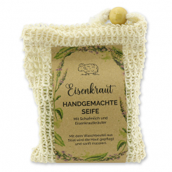 Kaltgerührte Schafmilchseife 150g im Waschbeutel "Wohlfühlzeit", Eisenkraut 