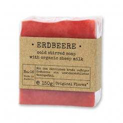 Cold-stirred sheepmilk soap 150g packed in cello "Pure Soaps", Strawberry 