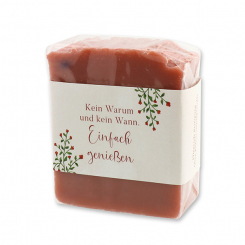 Cold-stirred sheep milk soap 150g in cello "Kein Warum und kein...", Strawberry 